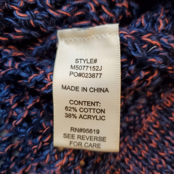 Womens John Paul Richard Loose Knit Sweater Blue Pink Round Neck Size S - Picture 6 of 6